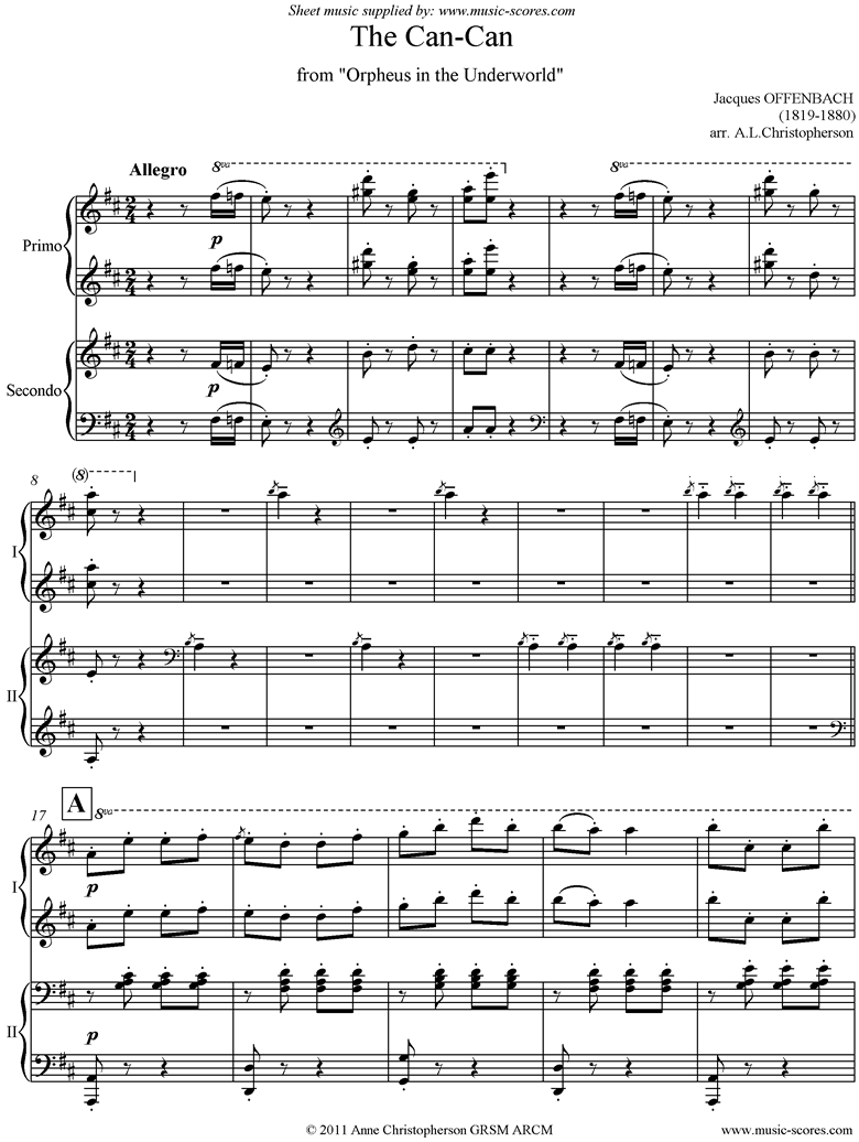 Front page of Can Can: from Orfeus in the Underworld: Piano Duet sheet music