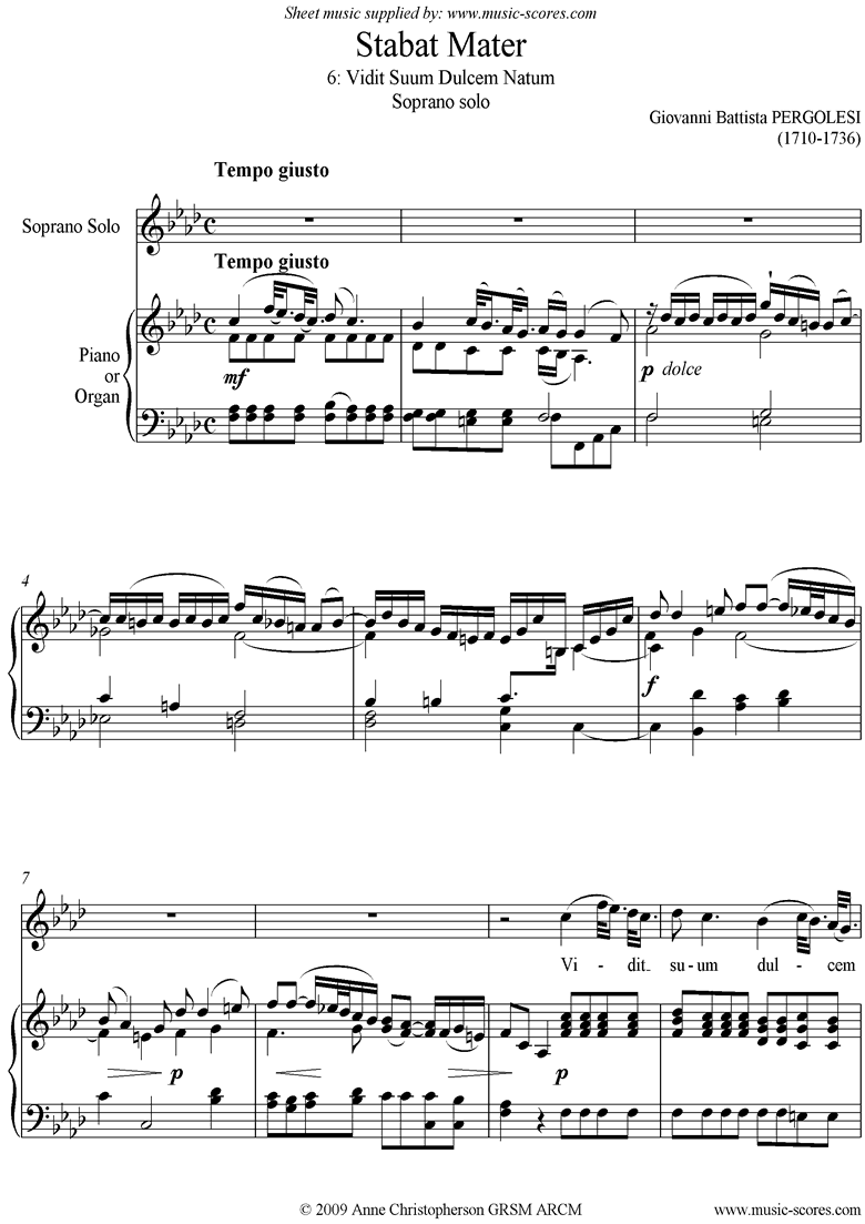 Front page of Stabat Mater 06 Vidit Suum: Soprano Solo: Fmi sheet music