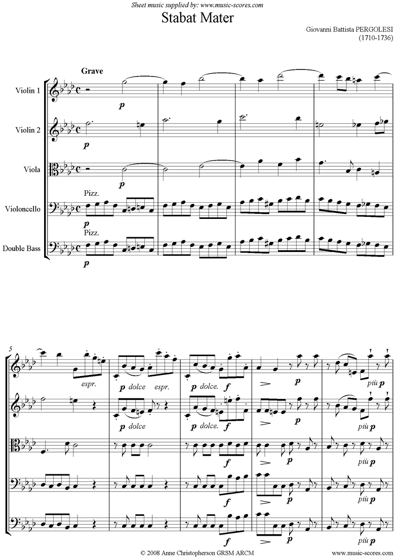 Front page of Stabat Mater 01 Choir SA and Strings sheet music