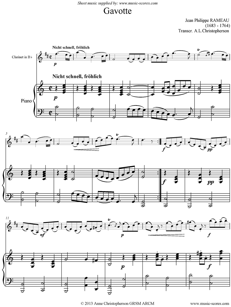 Front page of Gavotte: Clarinet, Piano sheet music