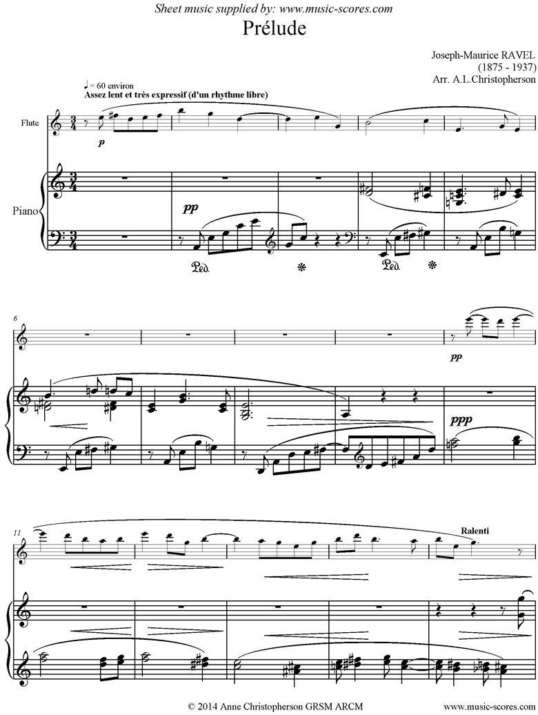 Front page of Prelude Leleu. Flute, Piano sheet music