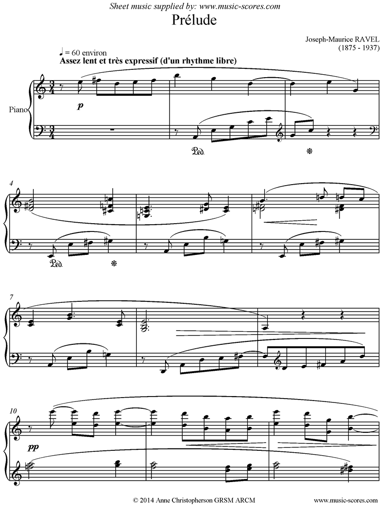 Front page of Prelude Leleu. Piano sheet music