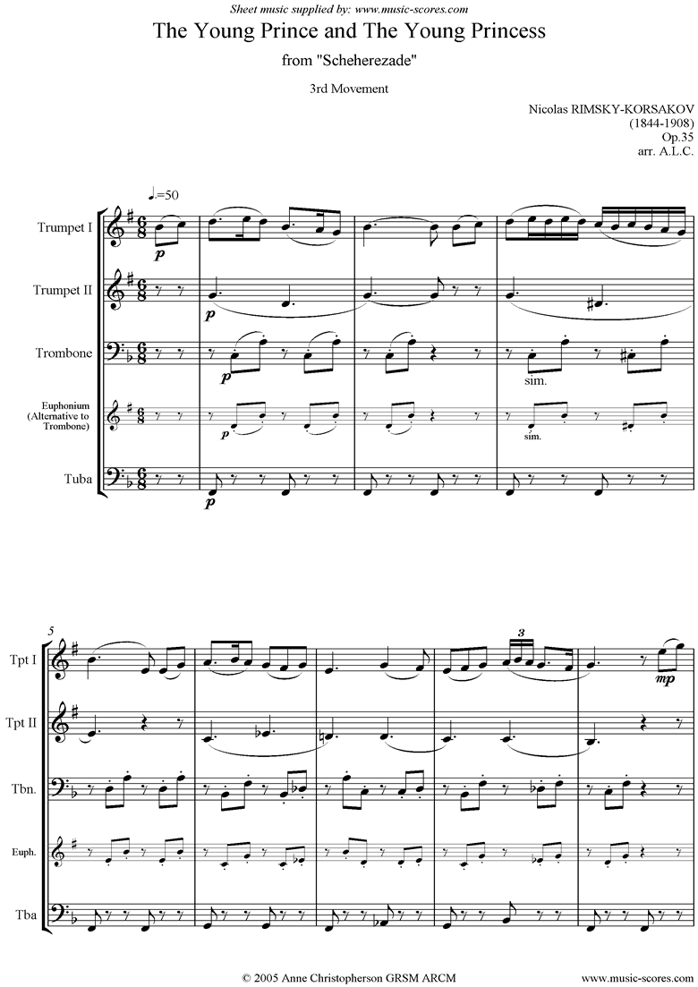 Scheherezade Op. 35: 3rd Mvt: 2 Tpts, Tbn, Tuba by Rimsky-Korsakov