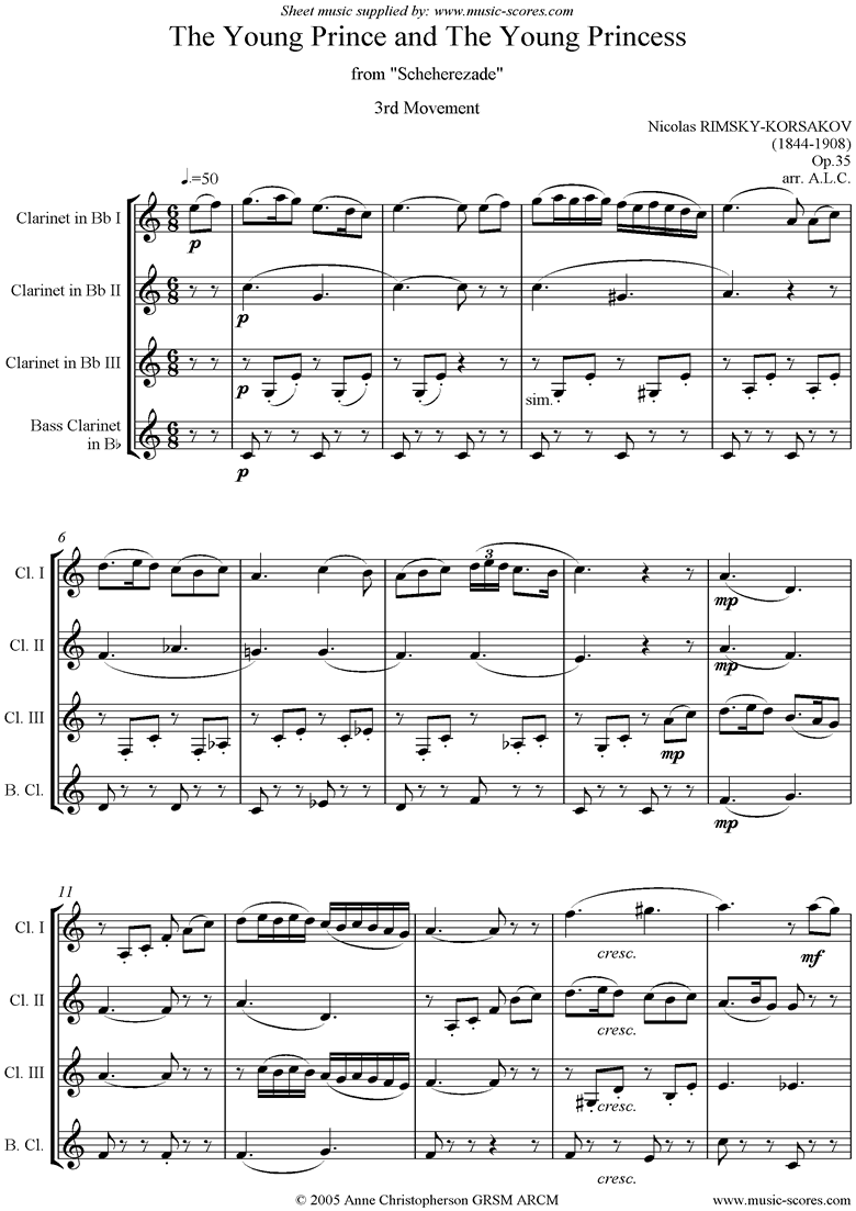 Scheherezade Op. 35: 3rd Mvt: 3 Clarinets, Bass Cl by Rimsky-Korsakov