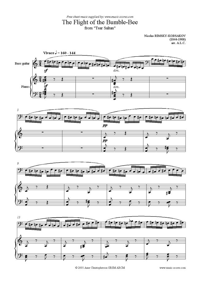 Front page of The Flight of the Bumble-Bee: Tsar Saltan: Bass sheet music