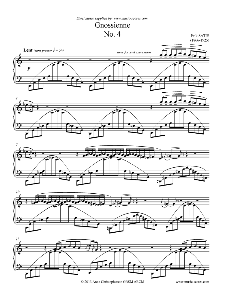 Front page of Gnossienne: No. 4: Piano sheet music