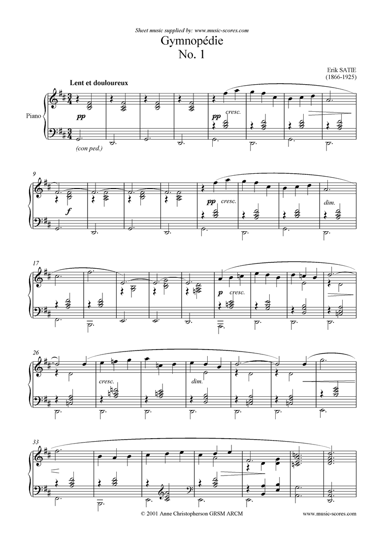 Gymnopdie: No.1 by Satie