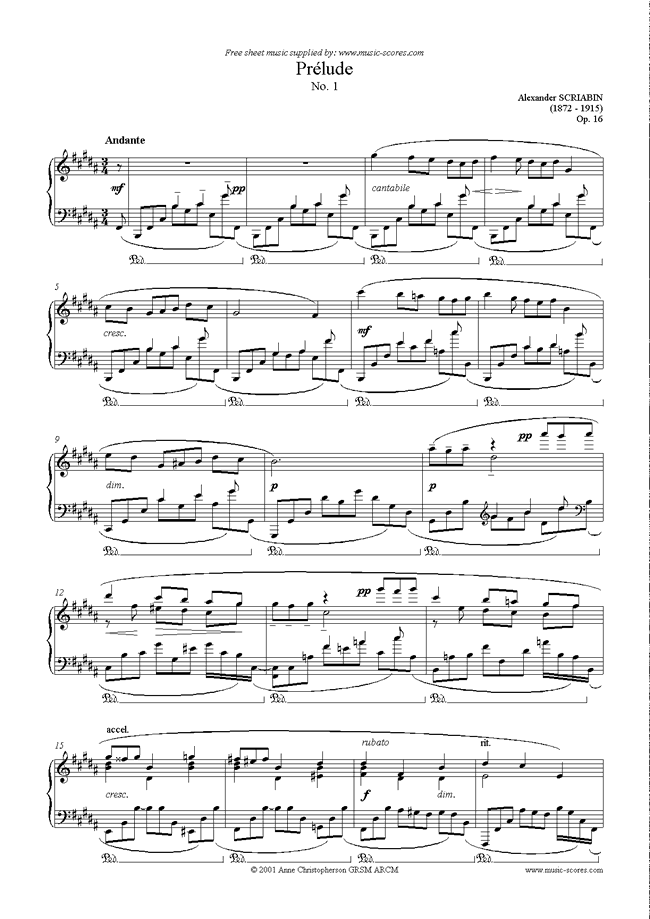 Front page of Op.16, No.1: Prelude sheet music