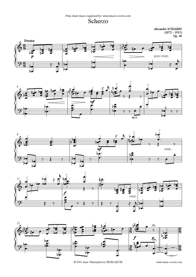 Front page of Op.46: Scherzo sheet music
