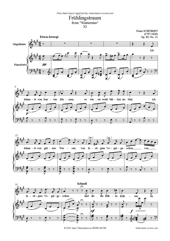 Front page of Winterreise, Op. 89: 11 Frühlingstraum sheet music