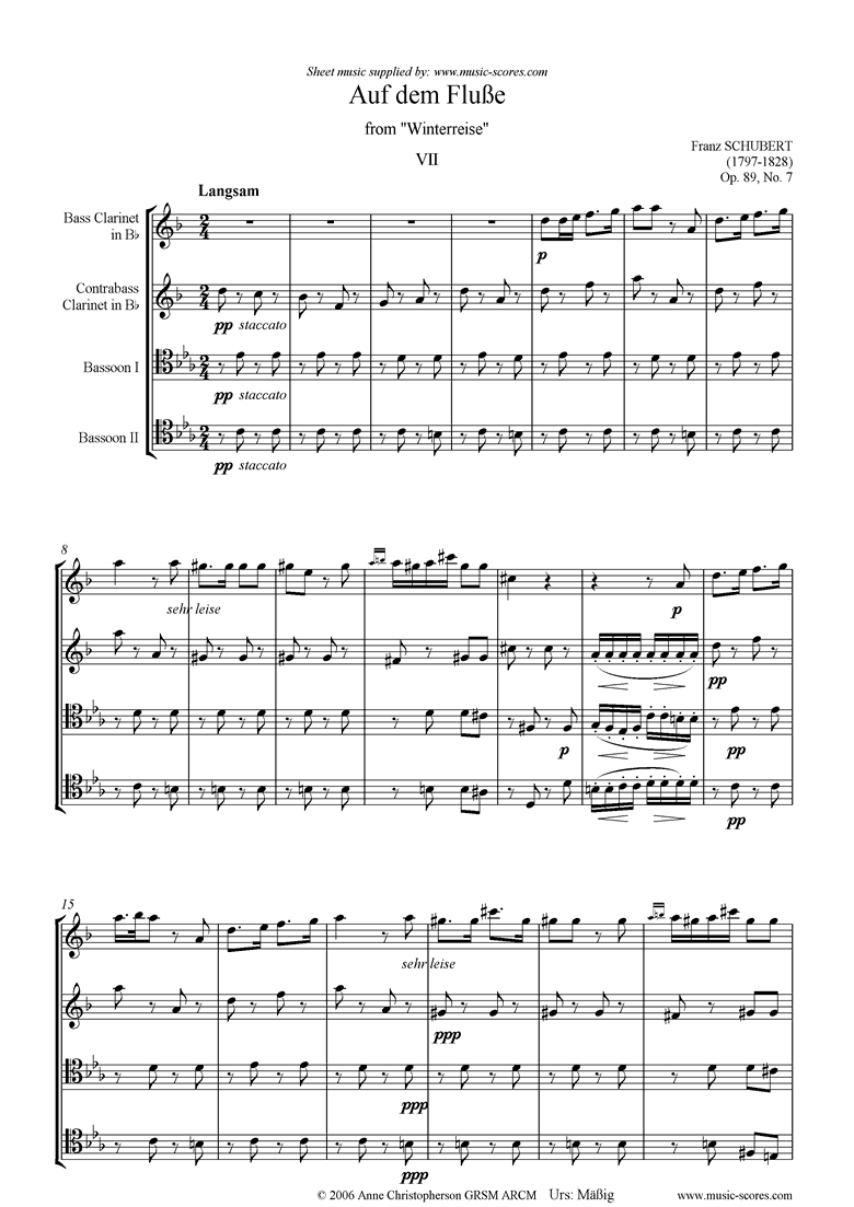 Front page of Winterreise, Op. 89: Auf dem Flusse: Low reed_2_2 sheet music