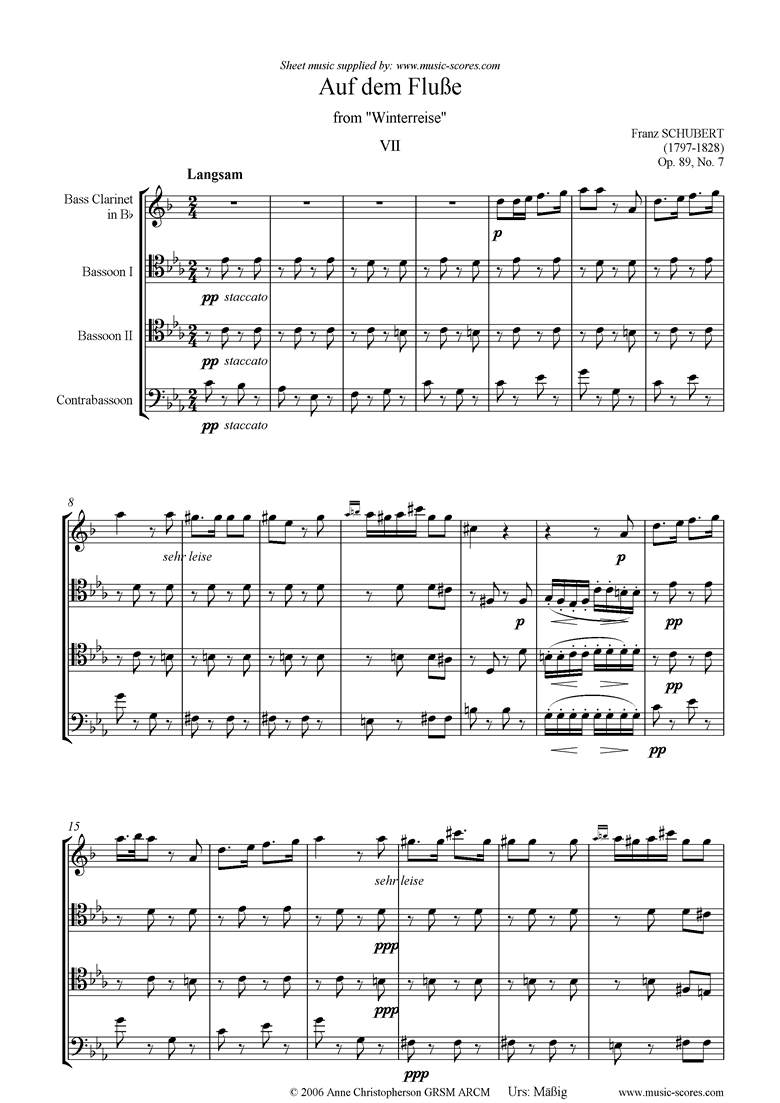 Front page of Winterreise, Op. 89: Auf dem Flusse: Low reed_1_3 sheet music