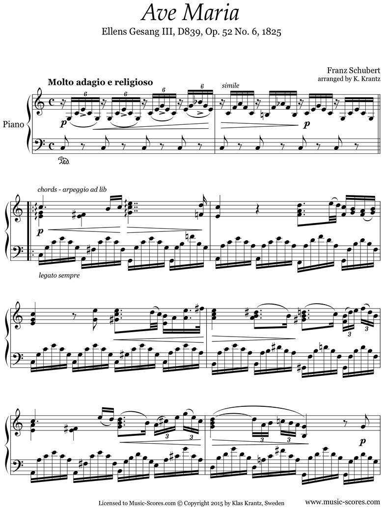 Ave Maria: Piano, C ma by Schubert