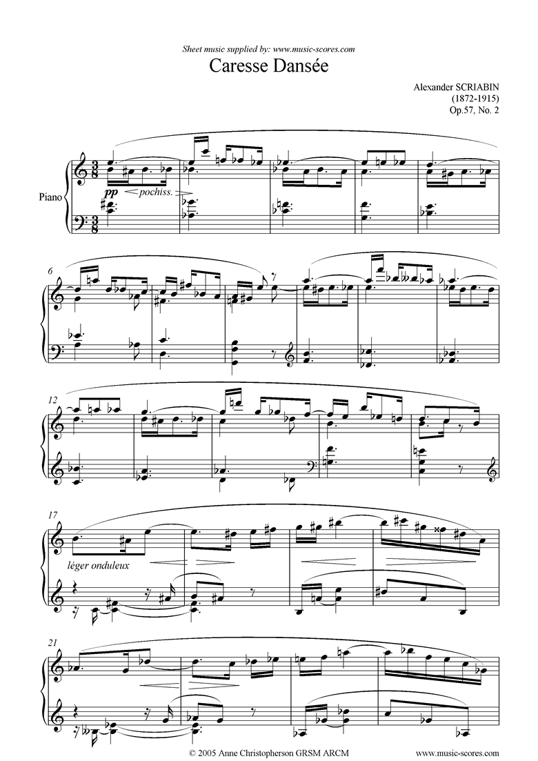 Front page of Op.57, No.2: Caresse Dansee sheet music
