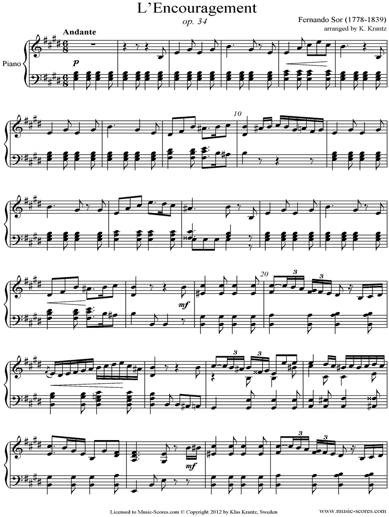 Front page of Op.34: Piano sheet music