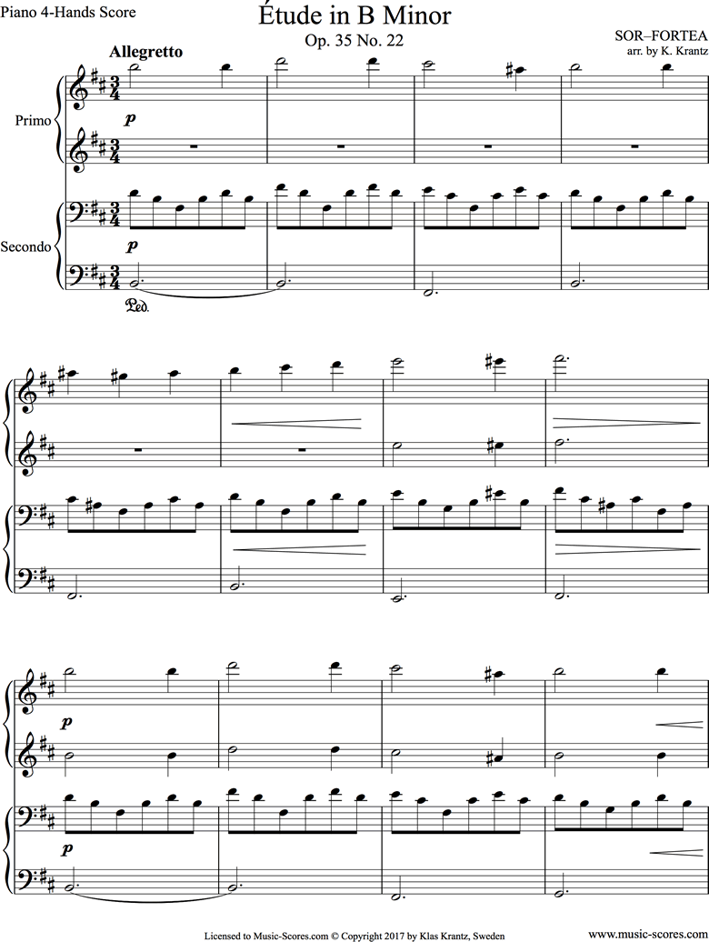 Front page of Op.35, No.22: Piano Duet: B mi sheet music