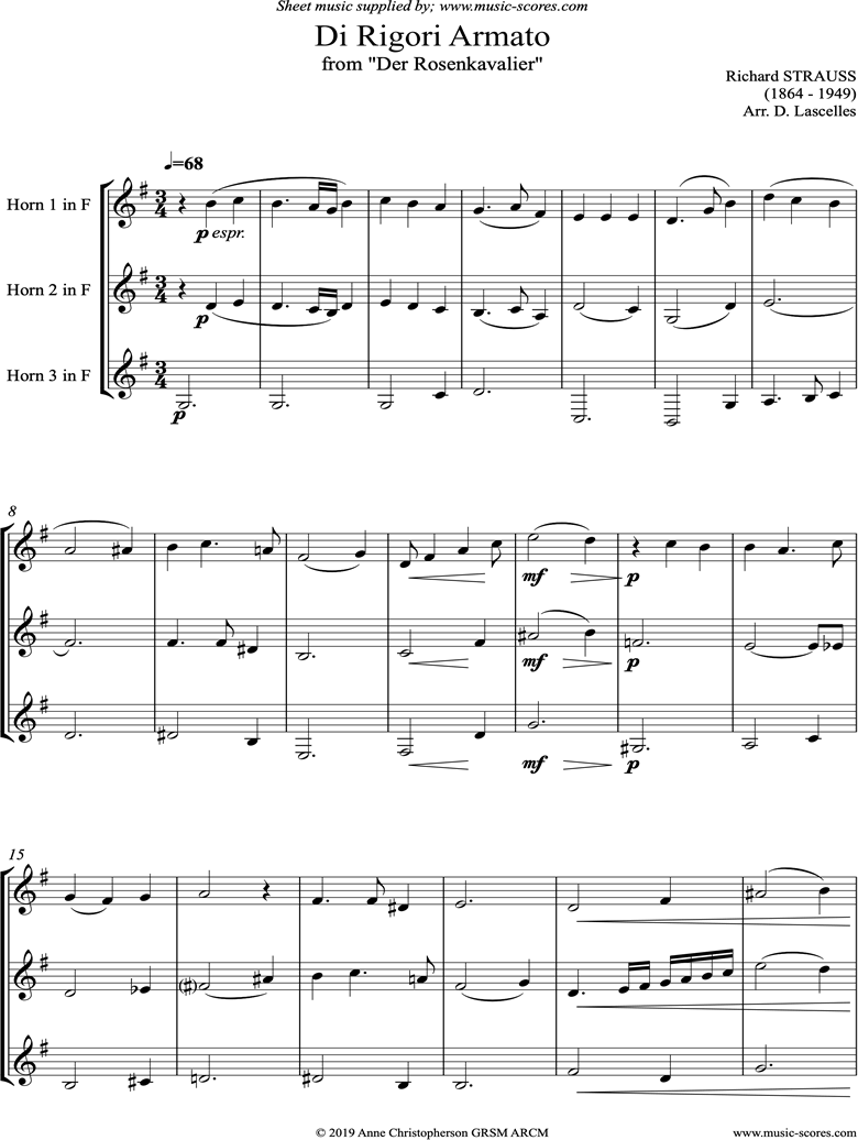 Di Rigori Armato: French Horn Trio by Strauss-R