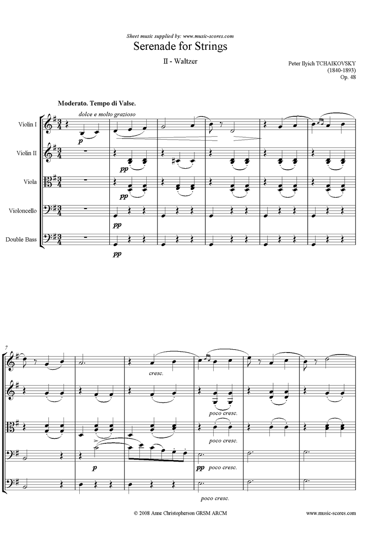 Op.48: Serenade for Strings, 2nd mvt: Waltz by Tchaikovsky