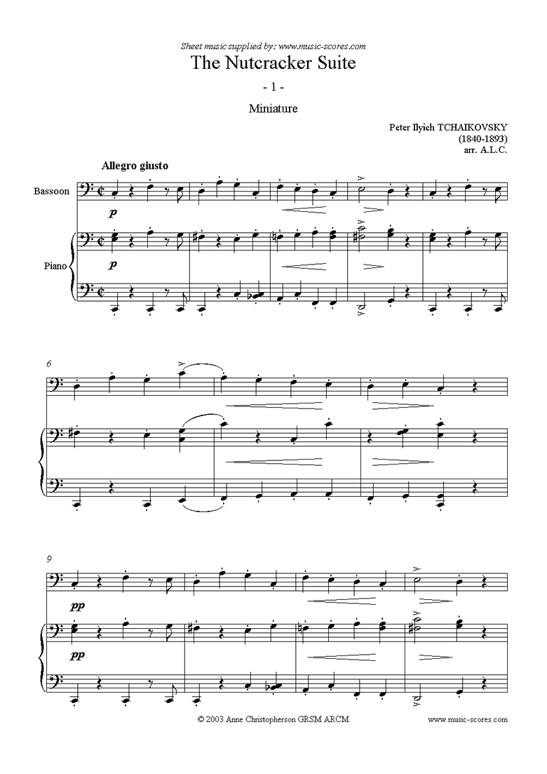 Front page of Nutcracker Suite: Miniature - Bassoon sheet music