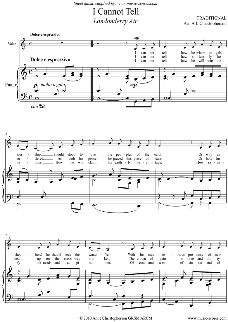 Front page of Danny Boy: I Cannot Tell: Londonderry Air: Voice sheet music