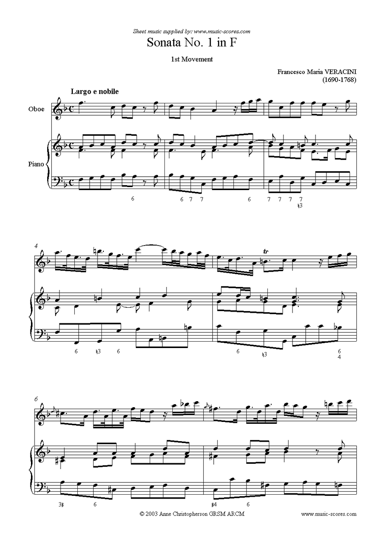 Front page of Sonata Prima: Oboe, Piano sheet music
