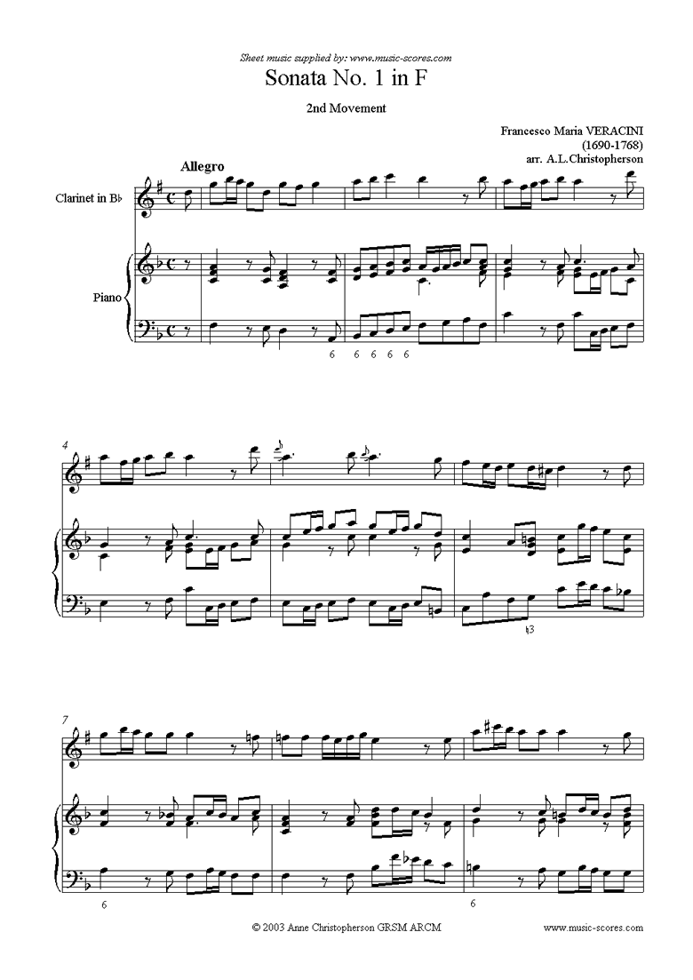 Front page of Sonata Prima: Clarinet, Piano sheet music