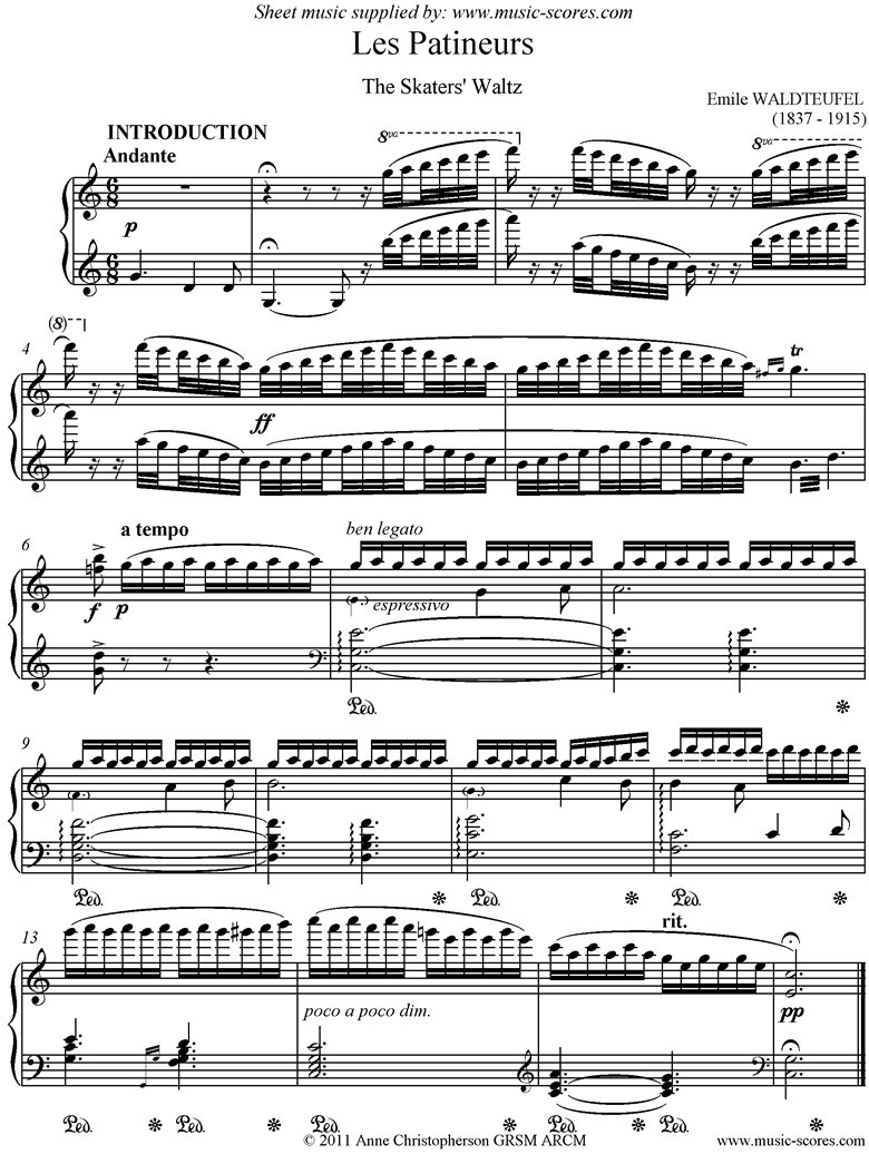 Front page of Skaters Waltz: Piano: C major sheet music