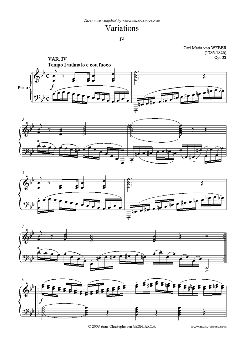 Front page of Variations: Op. 33 for clarinet (e) sheet music