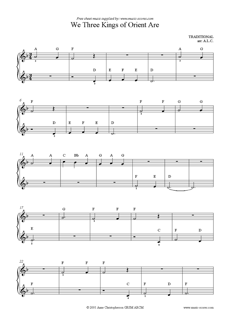 Front page of We Three Kings: Easy Piano sheet music