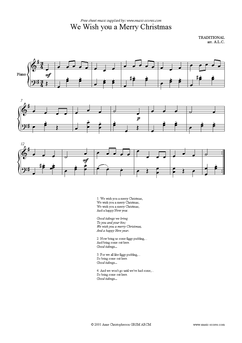 Front page of We Wish You a Merry Christmas: Voice, Piano sheet music