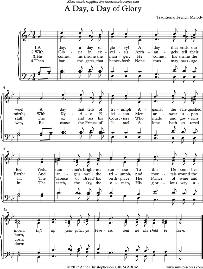 Front page of A Day, a Day of Glory: Voice, Piano sheet music