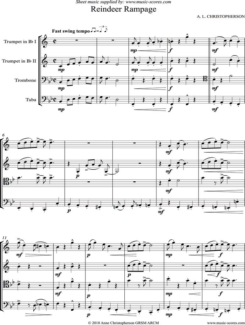 Front page of Reindeer Rampage: Brass Quartet sheet music