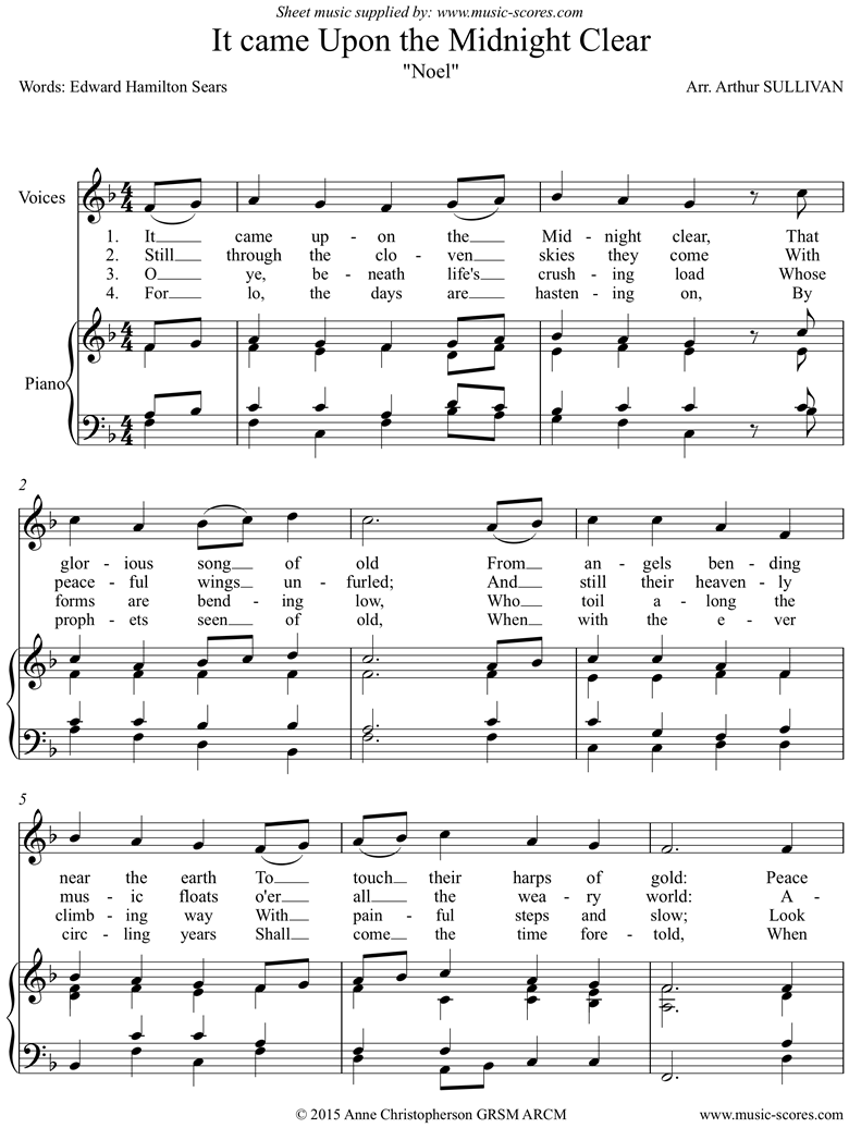 Front page of It Came Upon The Midnight Clear: Version 2 Noel sheet music