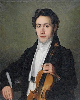 Image of Paganini with a violin