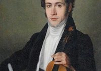 Painting of Niccolo Paganini holding a violin