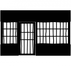 Drawing of an old prison front
