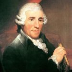 A Painted Portrait of Haydn in his later years holding a book
