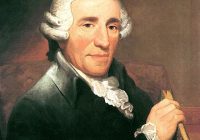 A Painted Portrait of Haydn in his later years holding a book