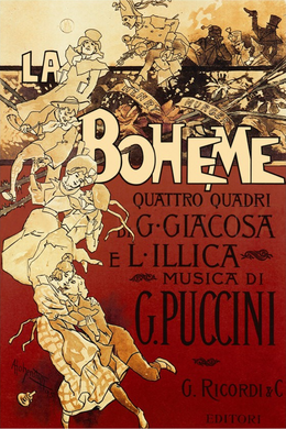 Poster advertising the opera Boheme