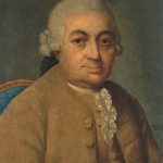 Head and Shoulders Colour Painting of composer, Carl Philipp Emanuel Bach formally dressed