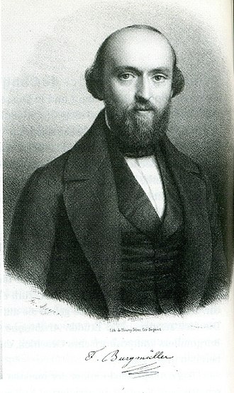 Lithograph of Friedrich Burgmuller's head and shoulders during  his thirties