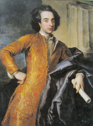 Colour portrait by Anthoni Schoonjans of Giovanni Bononcini holding a scroll