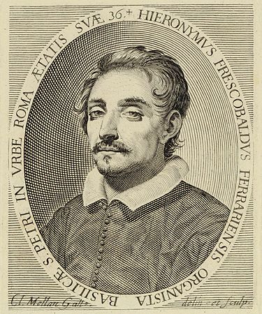 Engraving of Girolamo Frescobaldi in 1618 aged thirty five