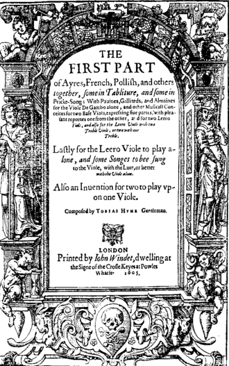 Title page of Hume's First Part of Ayres (1605)