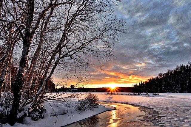 Winter Landscape at Sunset