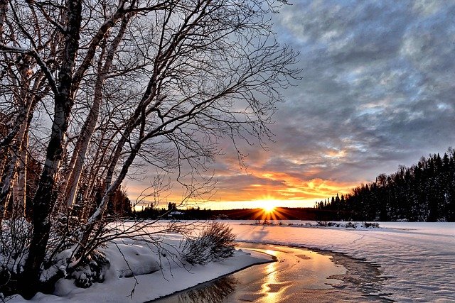 Winter Landscape at Sunset