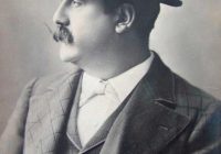 Black and White portrait of Ruggero Leoncavallo on a postcard in 1910