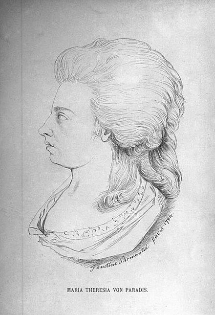 Maria Theresia Paradis Pencil Portrait of her face