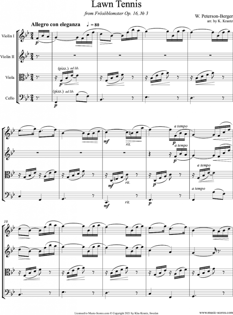 Peterson_Berger_Op16_No3_String Quartet Sheet Music