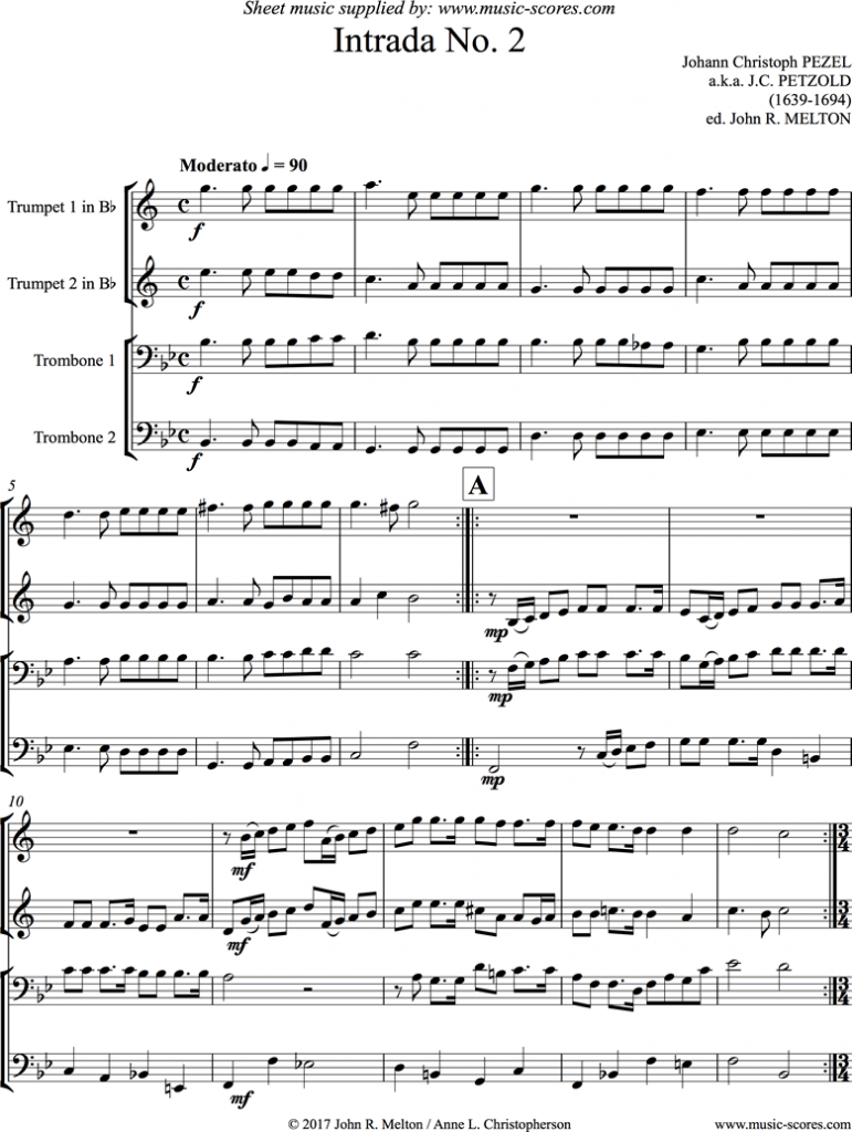 Johann Pezel Sheet Music Intrada No.2